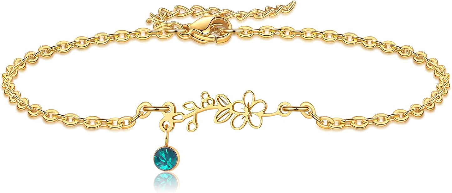 Birthstone + Flower Bracelet