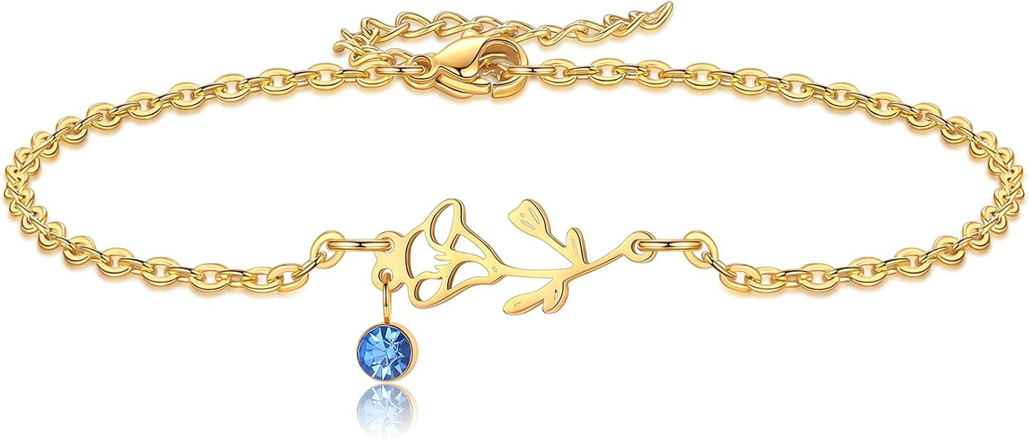 Birthstone + Flower Bracelet