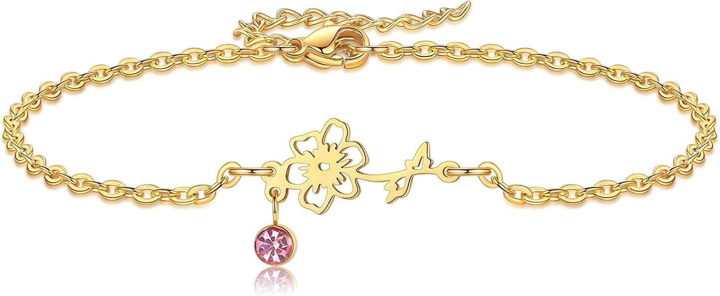 Birthstone + Flower Bracelet