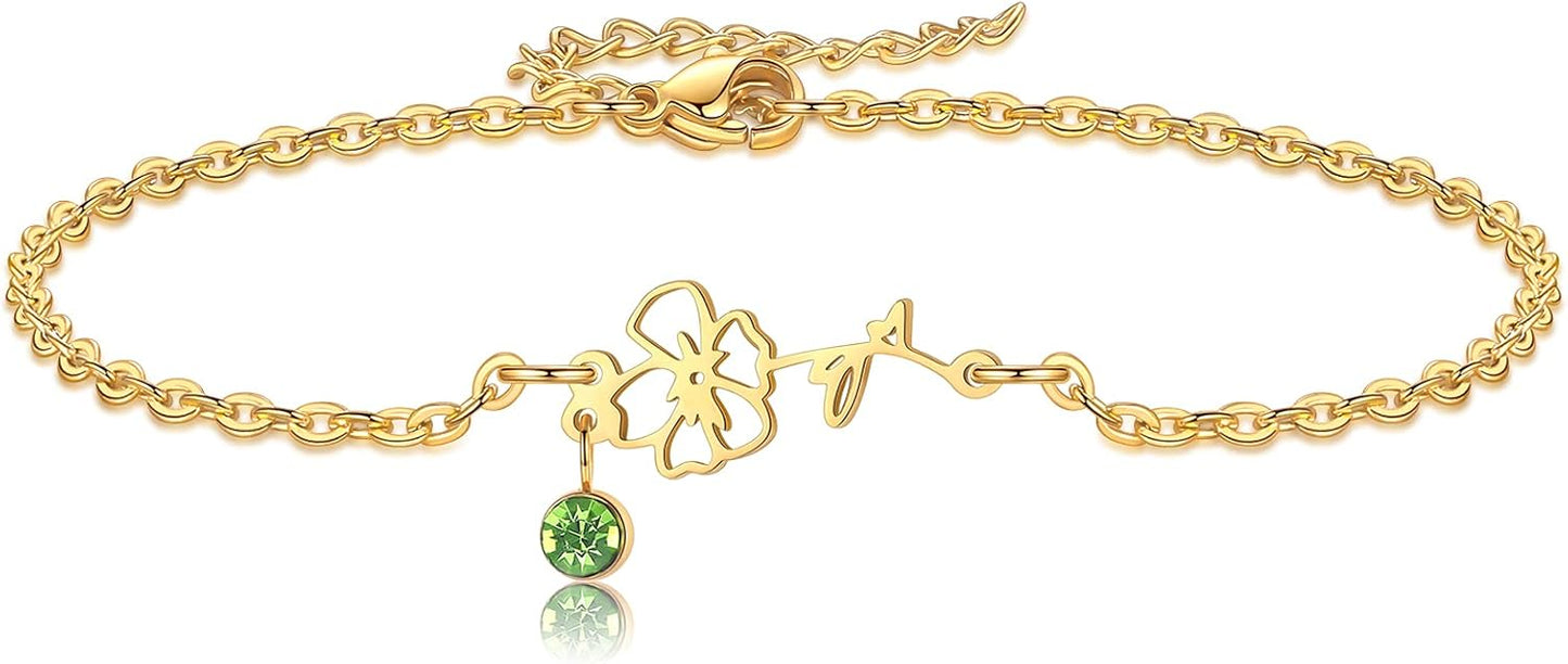 Birthstone + Flower Bracelet