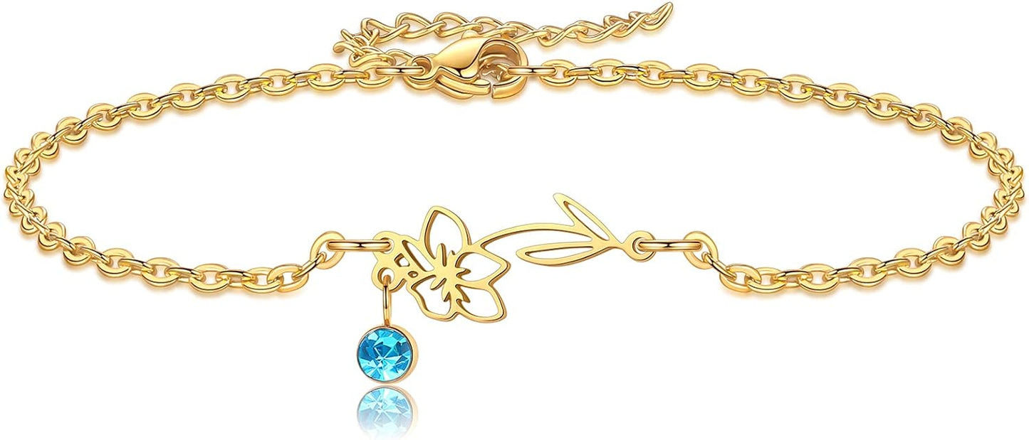 Birthstone + Flower Bracelet