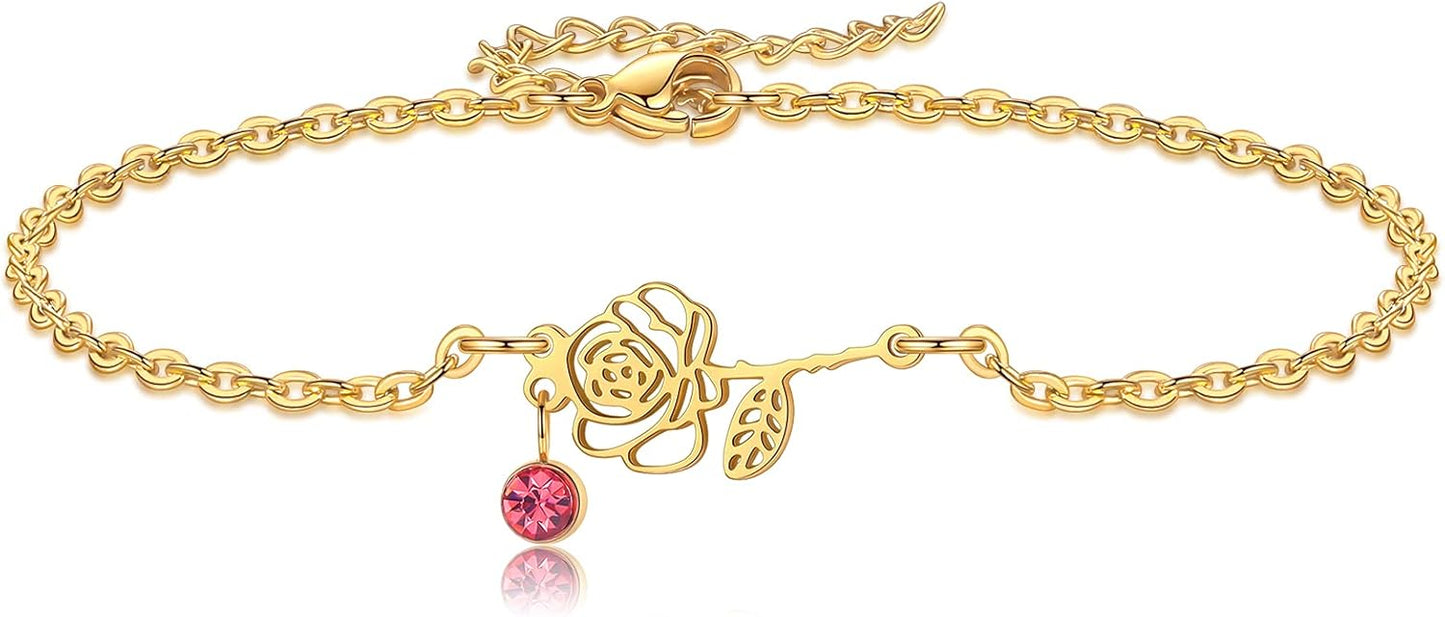 Birthstone + Flower Bracelet